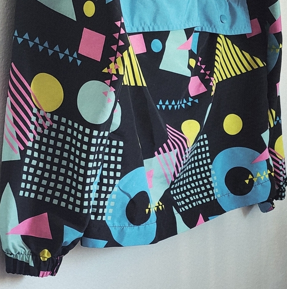 Super Massive Women's Printed Multi-colored Hooded Windbreaker Zip Front Sz S - Picture 3 of 11